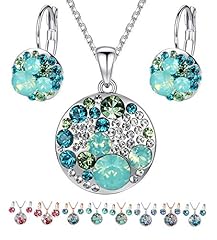 Green Crystals/Silver-tone Chain