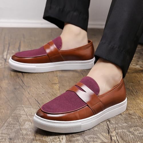 Men's Suede & Patent Leather Loafers - Lightweight Casual Sneakers with Sport Rubber Sole for Business, Office & Travel2