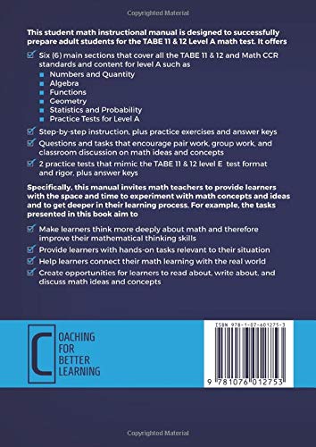 TABE 11 & 12 Student Math Manual and Practice Tests for Level A: Preparing Adult Learners to Ace TABE 11 & 12 Math Test Level A (TABE 11 &12 Math Student Textbooks) - Image 2