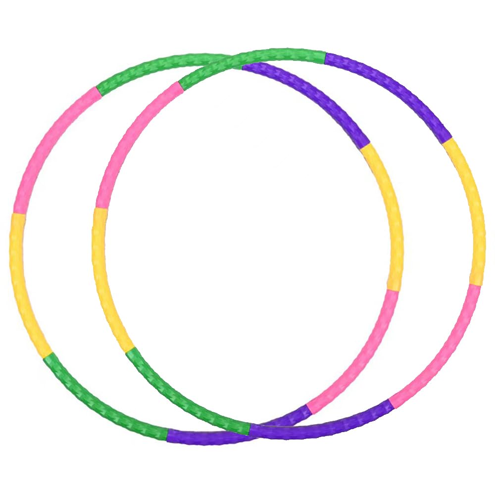 Photo 1 of 2-Pack Kids Exercise Hoops for Ages 4-10, 67.5cm 8-Section Detachable & Adjustable Fitness Hoops, Lightweight Play Circle for Indoor Outdoor Active Games, Gift for Toddlers Girls Boys