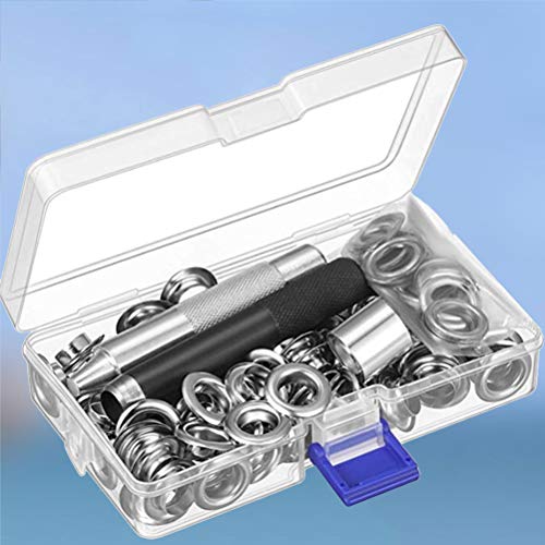 Kit de ilhós para ilhós Yardwe 100 peças 12 mm com furos para botões, ferramenta de instalação para