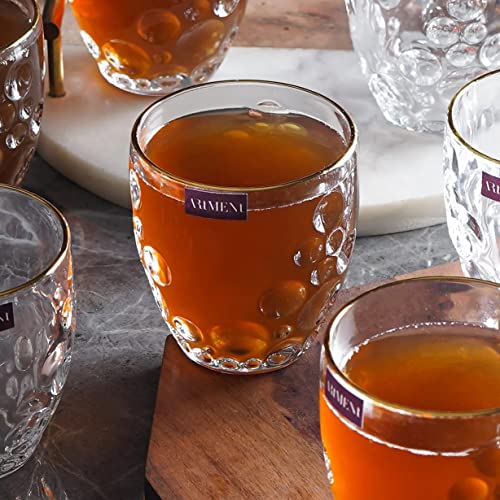 Image of The Artment your artistic apartment Your Artistic Apartment Gold Rimmed BubbleSwirl Crystal Whiskey Glasses Set of 8 for Drinkng Water | Wine | Wishkey | Juice| Cocktail | Home, Kitchen and Bar