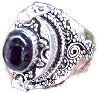 Amethyst Ring, Poison Box Ring, 925 Silver Plated, Poison Ring, Openable Poison Ring, Locket Ring, Purple Stone Ring, Round Stone Ring, Vintage Box Ring, February Birthstone Ring, Handmade Ring, Healing Ring