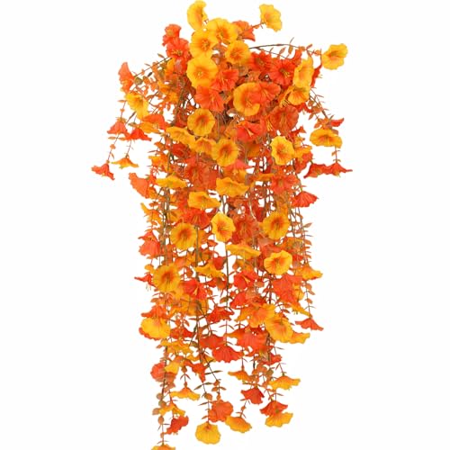 Fleurs artificielles résistant aux UV : 4 suspensions d'automne extérieur - 2