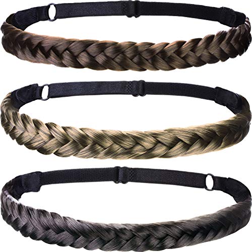 3 Pieces 4 Strands Hair Braided Headband Wide Plaited Braids 55g Elastic Stretch Hairpiece Women Girl Beauty accessory
