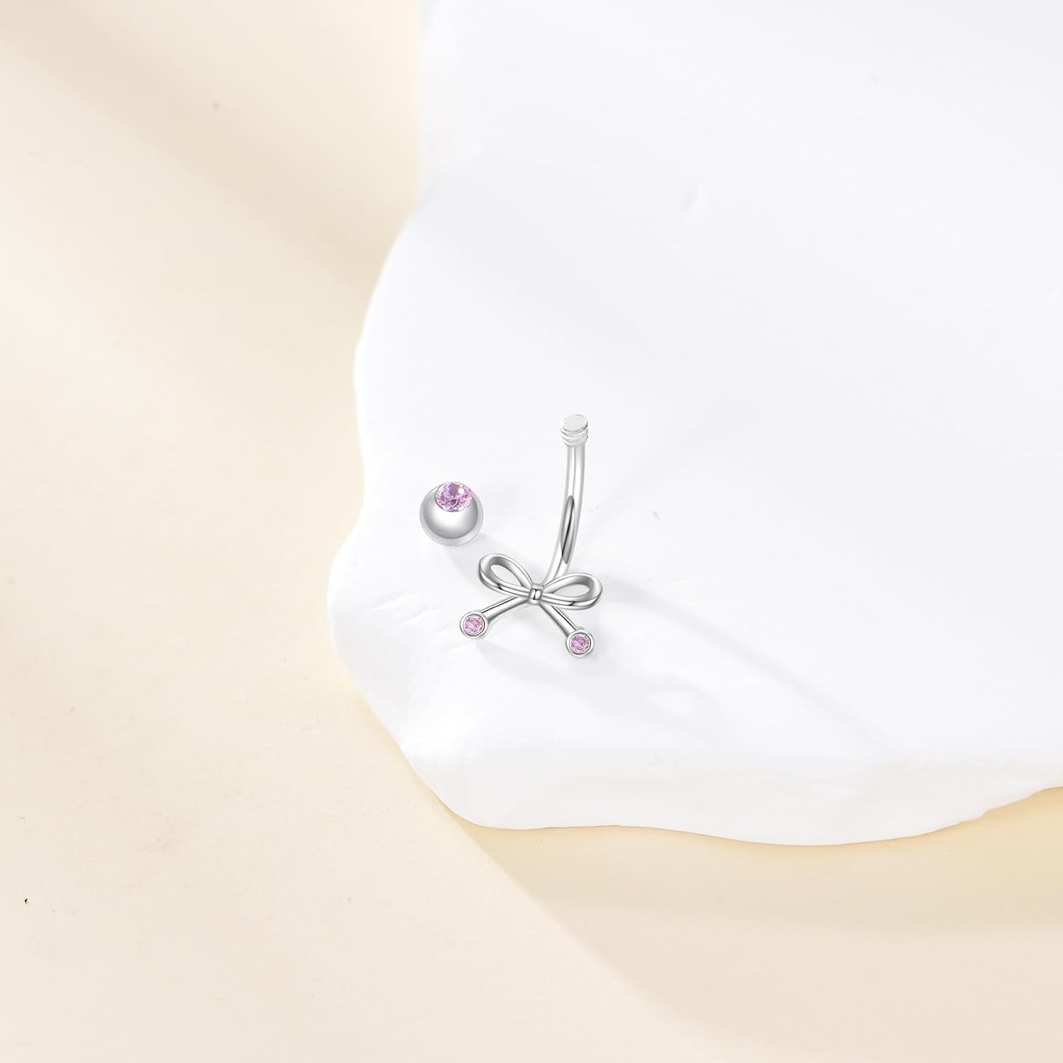 MONGAS Bow Belly Button Rings 925 Sterling Silver Bow Navel Ring Summer Belly Piercing Jewelry Gifts for Women