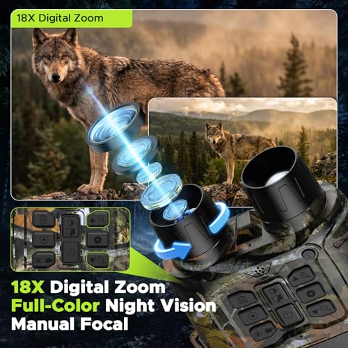 Image of Night Vision Goggles 4K 112MP, 18X Zoom Infrared Binoculars with 5000mAh Long Battery Life, 1968ft Range, 64GB Card Included, Full Color Night Vision for Hunting Camping Security Surveillance