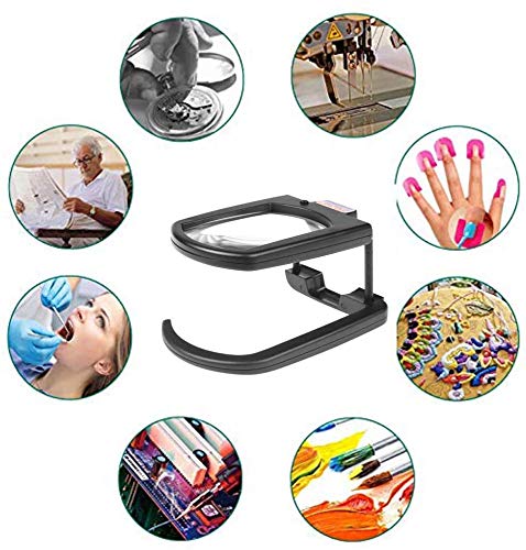 Loupe de lecture mains libres 2,5X pliable avec support et 2 LED