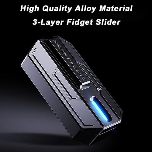 Miniatura 3 de STONESTAR Mecha Fidget Slider, juguete magnético de metal que brilla en la oscuridad, tarjeta de empuje de 3 capas juguetes sensoriales EDC Fidget