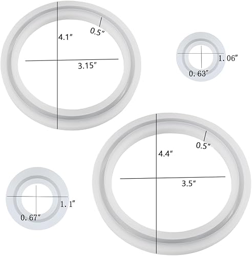 Miniatura 8 de Qtopun - Molde de resina para pulsera, 4 moldes para llaveros con 6 anillos de silicona para llavero, moldes de fundición, moldes redondos de epoxi