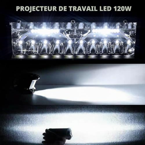 BORDEAG Phare de Travail LED 240W, Barre Longue Portée IP67 Spot et Inondation, Feux Additionnels pour Moto Tracteur Voiture Camion Quad – vue 4