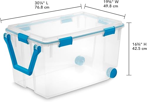 Miniatura 5 de Sterilite Caja de juntas con ruedas de 120 cuartos de galón, contenedor de almacenamiento apilable con tapa de cierre, asa y sello hermético,