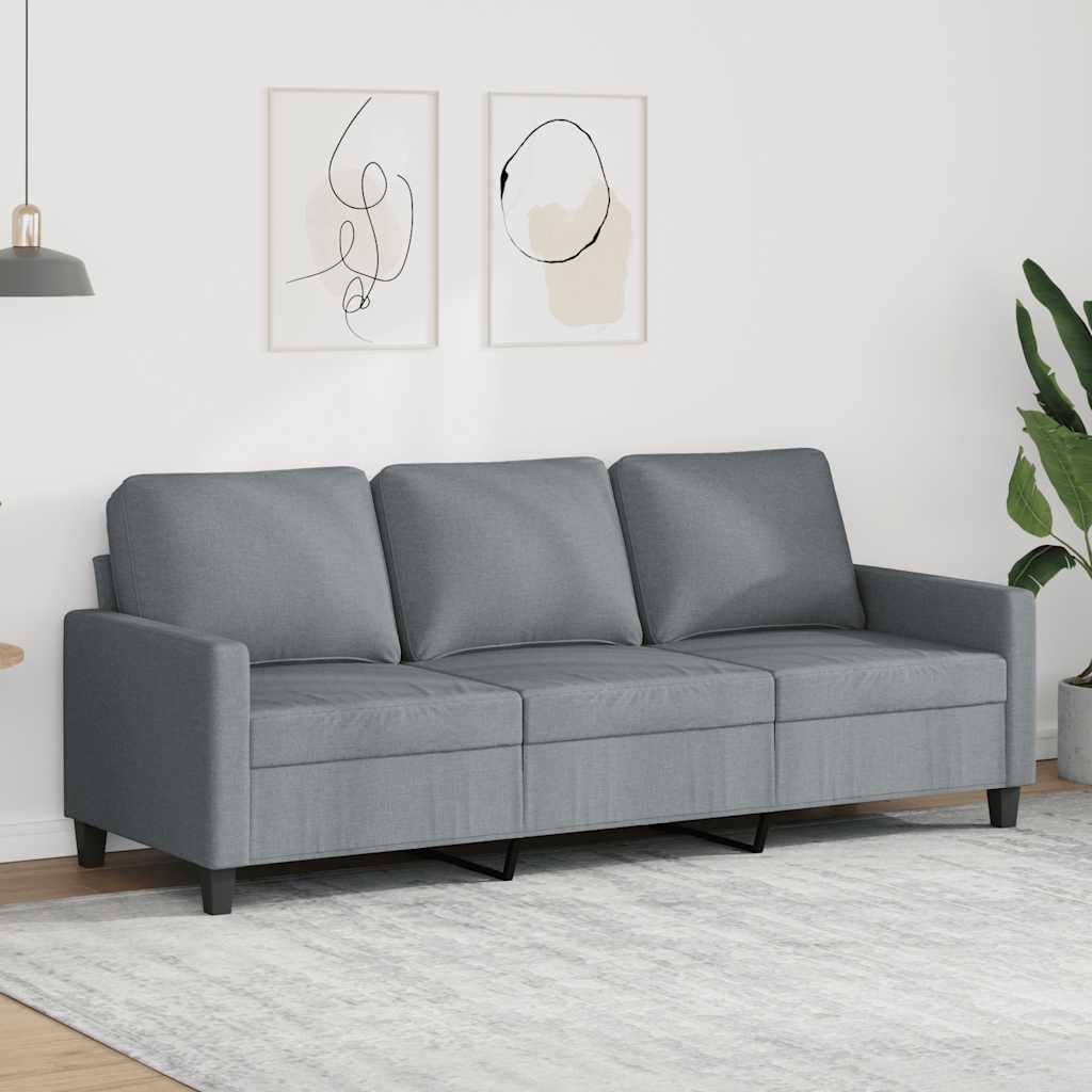 vidaXL Divano a 3 Posti Grigio Chiaro 180 cm in Tessuto
