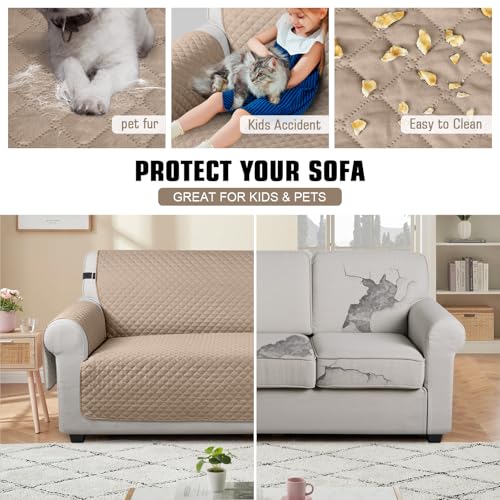Image of TAOCOCO Sofa Protectors 3 Seater,Slipcover for Sofa,Sofa Cover for Pets,Sofa Slipcovers for Kids with Elastic Strap,Washable Sofa Cover Protect for Pets(Brown)
