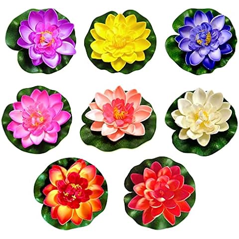 Trsnzu Artificial Water Lily Pond Decoration Floating Water Lily Decoration Floating Lotus Leaves Floating Floating Flowers Artificial Lotus Water Lily Plants 10 cm Floating Aquarium Plants Cover