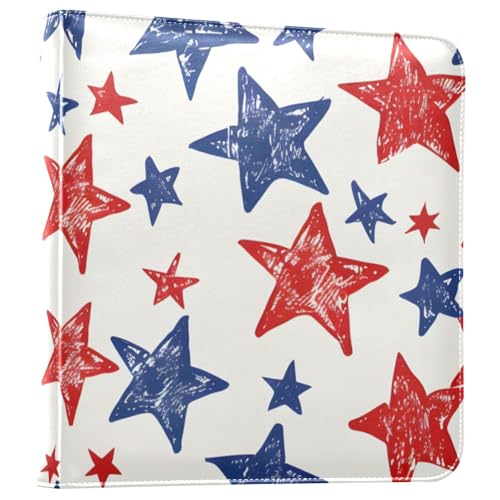 JIPONI Patriotic Star Large Photo Album, DIY Leather Cover Scrapbook Albums for 4x6 5x7 6x8 Pictures, Self Adhesive Memory Book for Wedding, Baby, Family