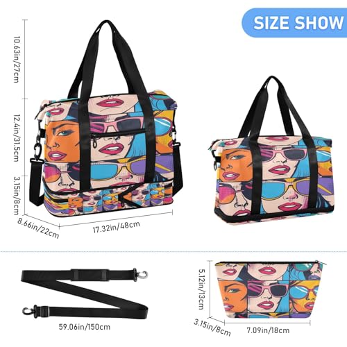 Women Girl Graffiti Travel Duffel Bag Waterproof Gym Sport Tote Bag Carry On Weekender Bag with Compartment3