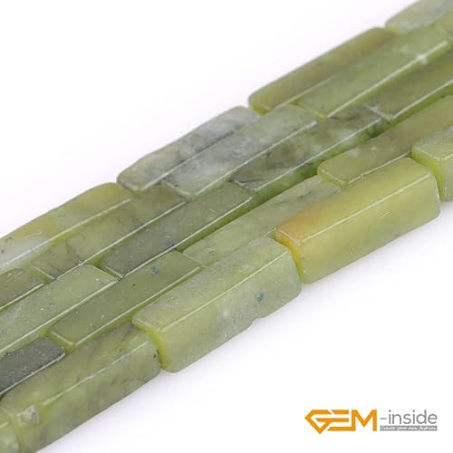 Miniatura 3 de GEM-Inside - Tubo cuadrado rectangular de jade de nefrita verde natural de 0.157 x 0.512 in, cubo de columna cuboide, cuentas de piedra de chakras