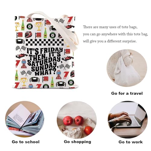 KUIYAI Racing Lovers Tote Bag Sunday Racing Shoulder Bag Checkered Flag Gift Game Day Gift Racer Team Canvas Bag4