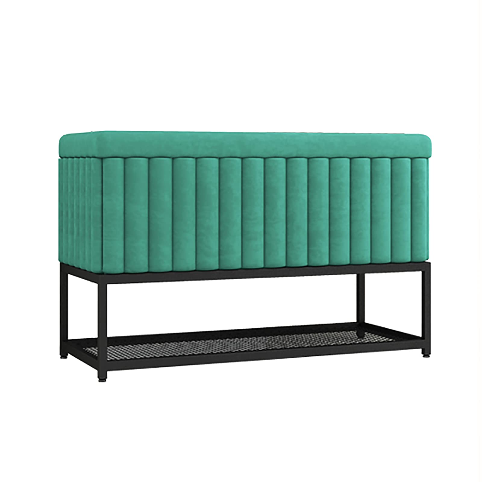 LWJSOCP Modern Shoe Storage Bench with Metal Shoe Shelf & Velvet Ottoman Entryway Organizer for Shoes 100x47x35cm
