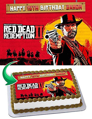 Cakecery Red Dead Redemption Edible Cake Image Topper Personalized Birthday Cake Banner 1/4 Sheet