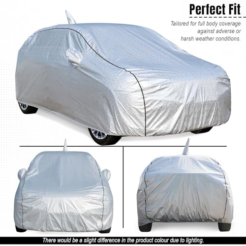 Image of Allextreme RK7007 100% Tested Waterproof Car Body Cover Compatible with Renault KWID Custom Fit Dustproof UV Heat Resistant Indoor Outdoor Body Protection (Reflective Silver with Mirror)