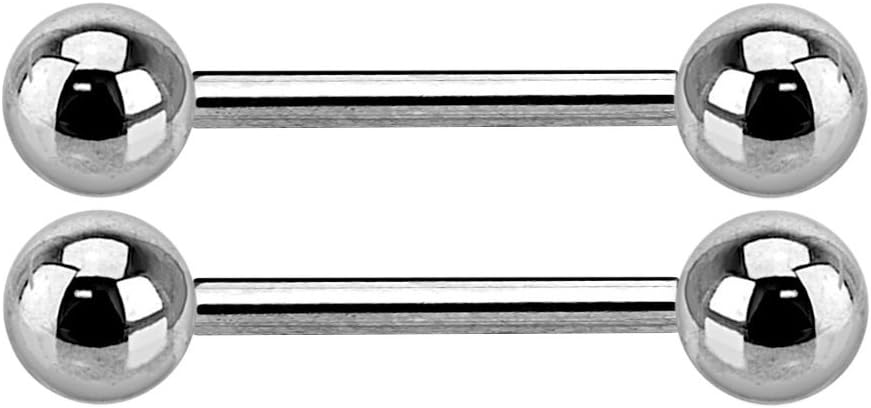 Pierced Owl - 14GA Grade 23 Implant Grade Titanium Nipple Barbells, Sold as a Pair