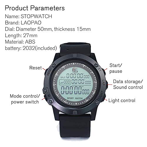 image for LAOPAO Stopwatch Digital Soccer Stop Watch Timer for Coaches 100 Lap M