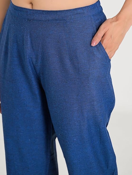 Image of Women's Solid Straight Fit Cotton Trousers | Slim Fit | Trousers for Women | Casual & Office Wear Bottom for Daily
