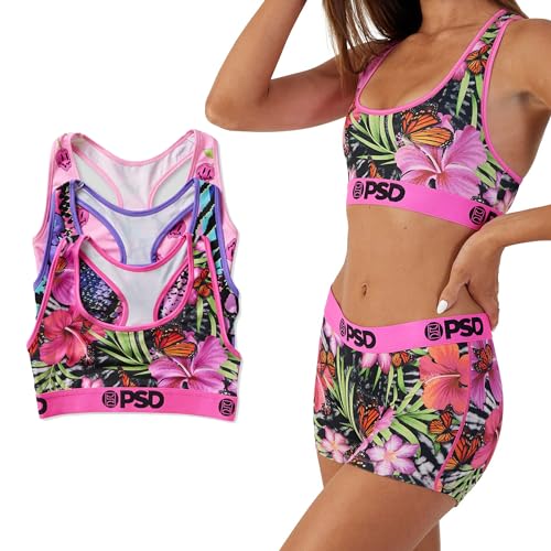 PSD Women's Animal Print Sports Bra - Racerback Sports Bras for Women with Breathable Microfiber Fabric