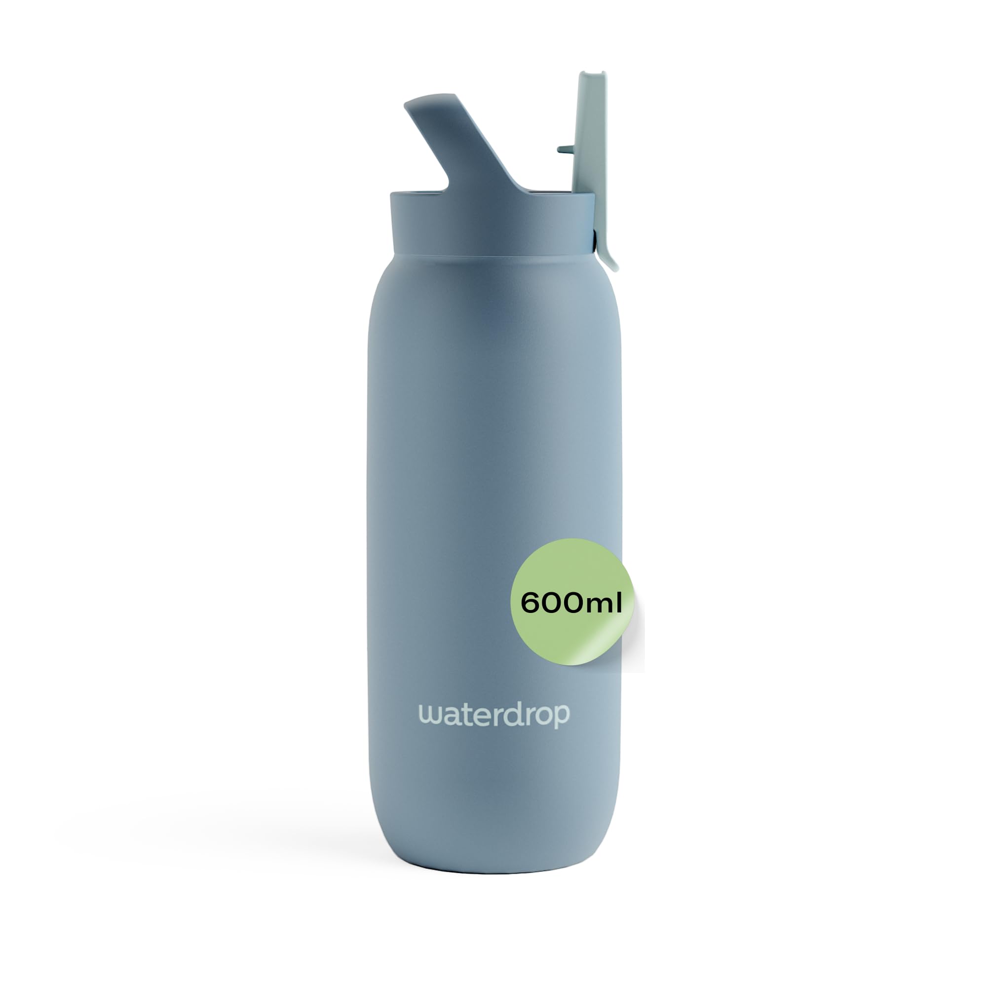 waterdrop® All Purpose Thermosflasche 600ml – Trinkflasche mit Strohhalm – isolierte Edelstahl, 24h kalt - 6h heiß – auslaufsicher & bruchsicher – Thermobecher BPA Frei