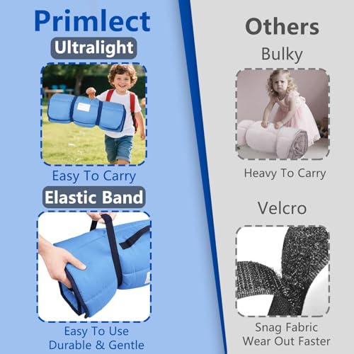 Image of Primlect Toddler Nap Mat, Portable Rolled Sleeping Mat | 51 inchx31 All-in-One Sleeping Bag with Removable Pillow and Soft Blanket, Machine Washable, for Daycare Travel, for Boys Girls