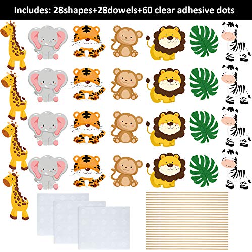 28 Pieces Jungle Animal Party Decorations - Jungle Animals Centerpiece Sticks Animals Cutouts For Baby Shower Or Birthday Party Centerpiece Sticks - Table Toppers #TOP2