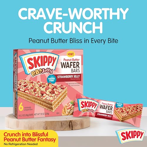Image of SKIPPY P.B. & Jelly Wafer Bars, Strawberry Jelly Flavor, Real Fruit & Oats, 6 Individually Wrapped Bars (7.8 oz)