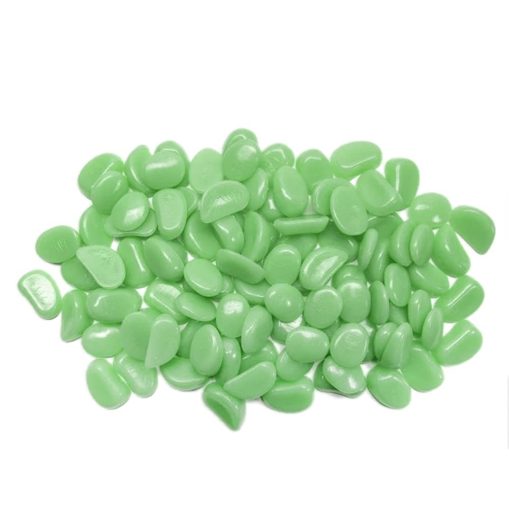 ZODIFEVI 600PCS Glow in The Pebbles Stones for Indoor and Outdoor Walkways Garden Driveway Large Bag Powered by Light and Solar (Green)