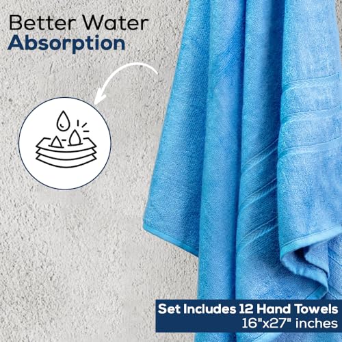 Image of Simpli-Magic Cotton Hand Towels, 12 Pack, 16 inch x 27 inch, Blue