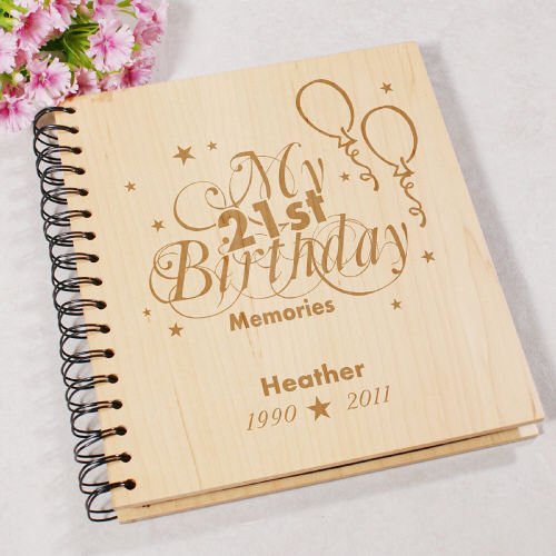 GiftsForYouNow Engraved 21st Birthday Memories Photo Album, Holds 72 4