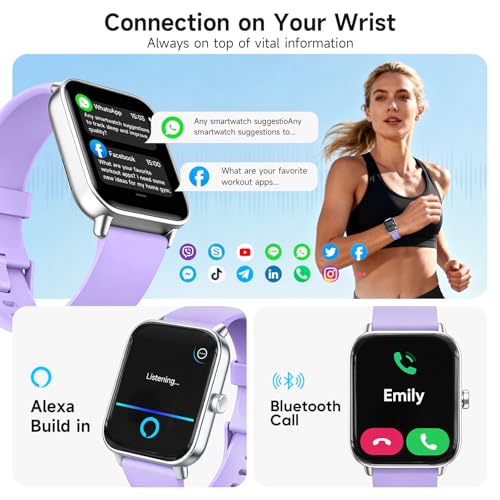 Image of Smart Watch for Women,1.85 inch AMOLED Touchscreen for Android & iPhone Alexa Built-in Bluetooth Calls,Fitness Watch 110+ Sport Modes Heart Rate /Sp02 /Sleep /Calories Monitor IP68 Waterproof