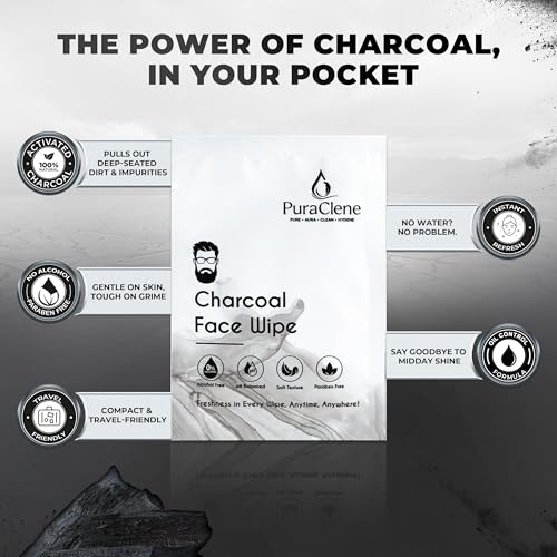 Image of Charcoal Detox Facial Wipes, 50 Soft Wipes - Deep Cleansing for Oily & Combination Skin, Alcohol-Free, pH Balanced, Makeup Remover & Dirt Control - Travel-Friendly, Men & Women, Dermatologist Tested, Christmas Gift Friendly, Daily Use