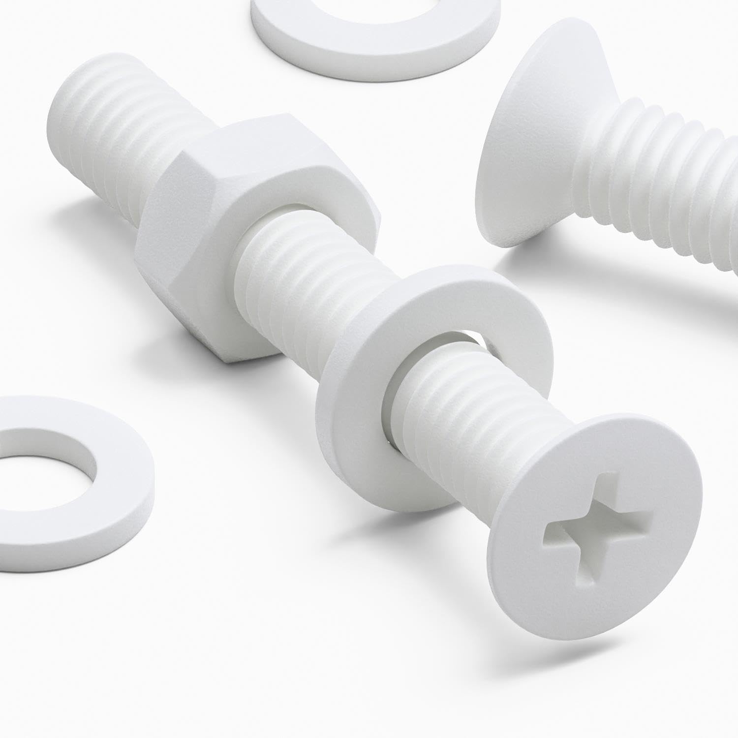 Caterpillar Red White 20 X Countersunk Screws Polypropylene (Pp) Plastic Nuts And Bolts, Washers, M6 X 40Mm, Anti-Corrosion, Chemical Resistant