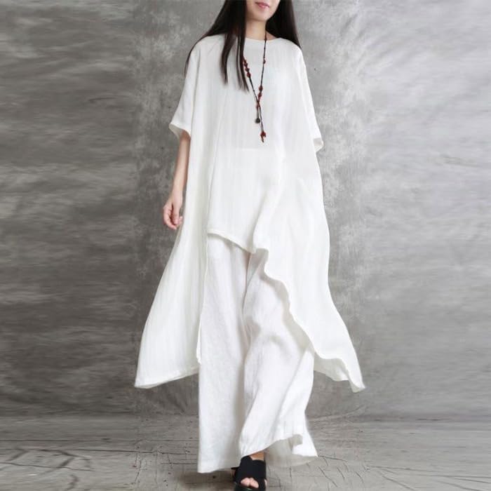 Women Solid Color Two Piece Set Loose Fit Top Pants Casual Everyday Outfit