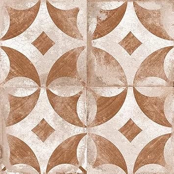 San Marino 8.7 x 8.7 Genuine Porcelain Wall Floor Tile Antique/Weathered Terra Cotta and Linen 4 Piece Pack