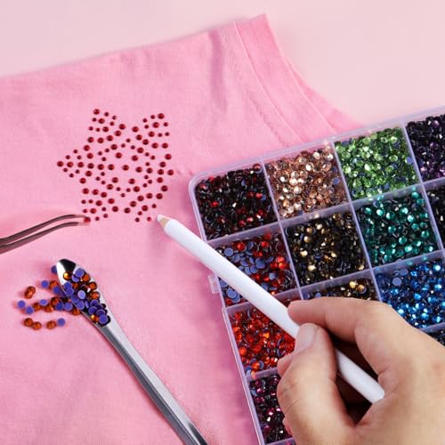 Image of BEADSLAND Hotfix Rhinestones Mixed 24 Colors,SS16 /7200pcs | Mat: glass,4mm,DIY,for crafts clothes,with tweezers,wax pencil and spoon