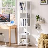 YUFAM Estantería estrecha de madera, color blanco