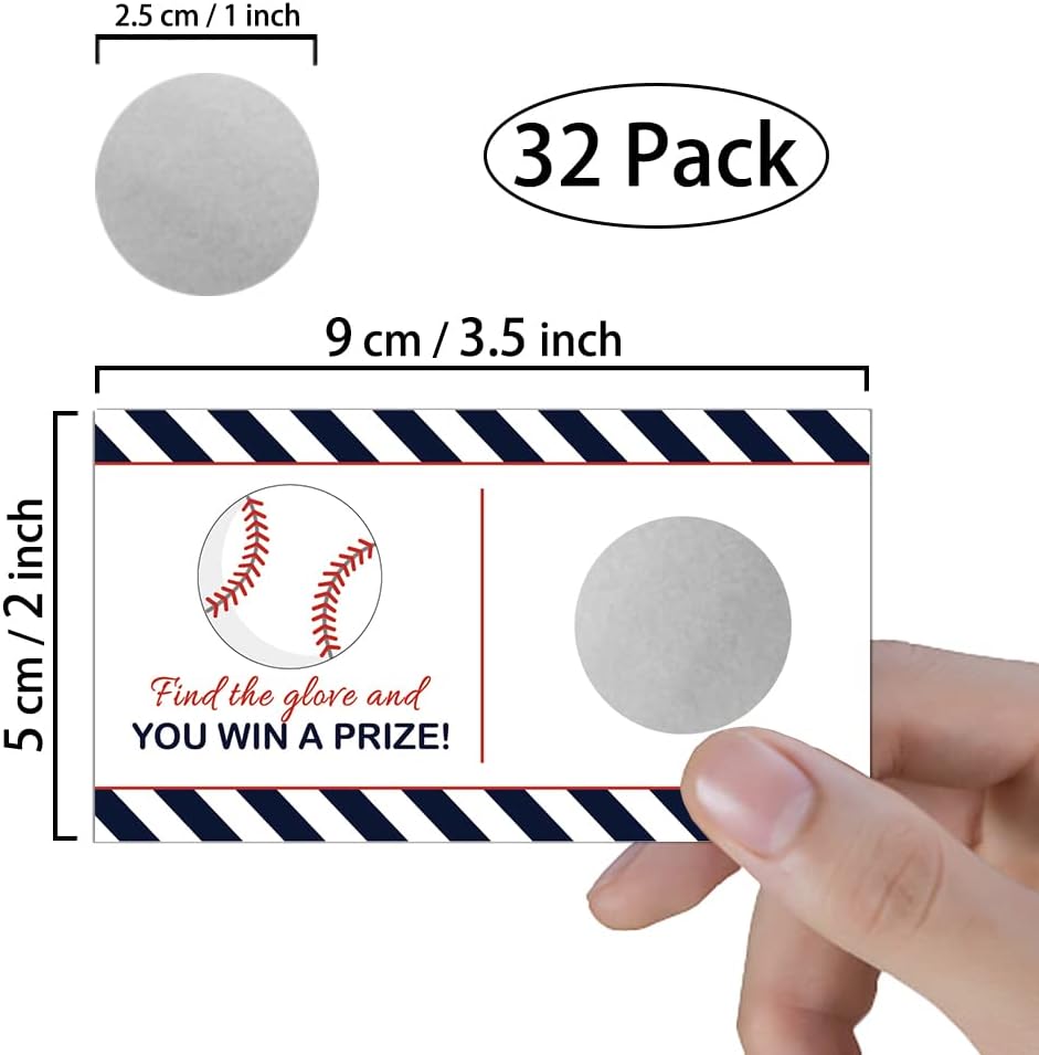 REWIDPARTY Baseball Theme Scratch Off Game Cards（32 PCS） Class Reunion Baseball Scratch Off Game Cards Baby Shower Games Festive Raffle Tickets Christmas Family Holiday Games Supplies for Kids Adults