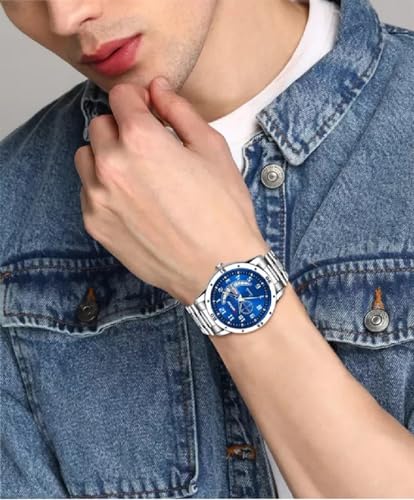 Image of Analog Day Date Functioning Stainless Steel Chain Watch for Men