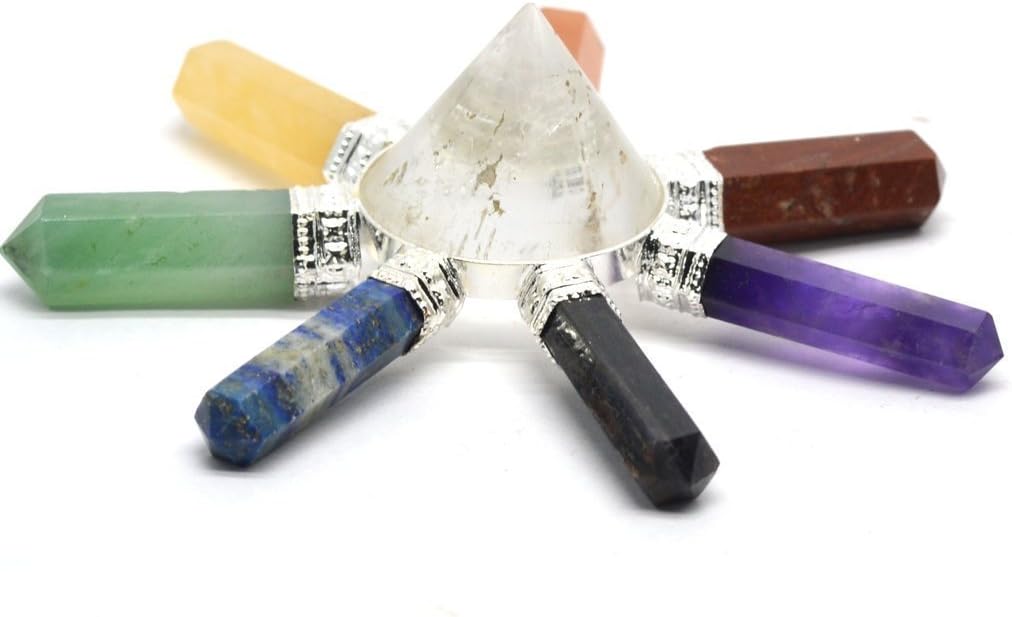 Large 7 Sided Chakra Energy Generator Reiki 8 Stone Quartz Crystal Pyramid