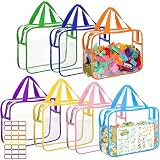 Kiswleon 7 Stück Spielzeug Aufbewahrung mit Griff und Reißverschlüssen, Transparente PVC Kuscheltier Aufbewahrung 30*21.8*9.9cm,Wasserdichter Kinderzimmer Organizer für Spielzeug Puzzle Badespielzeug