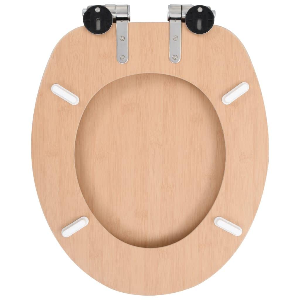 Set di 2 sedili WC sedile WC bagno casa interno bagno MDF coperchio chiusura morbida bambù 02_0002962