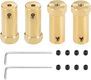 uxcell Hex Coupler 3mm Bore Motor Hex Brass Shaft Coupling Flexible Connector for Car Wheels Tires Shaft Motor 4pcs